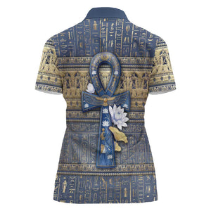 Ankh Egypt Women Polo Shirt Egyptian Lotus Flowers