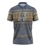 Ankh Egypt Zipper Polo Shirt Egyptian Lotus Flowers