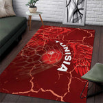 Tunisia Football Area Rug Eagle Cracked Texture Athletic