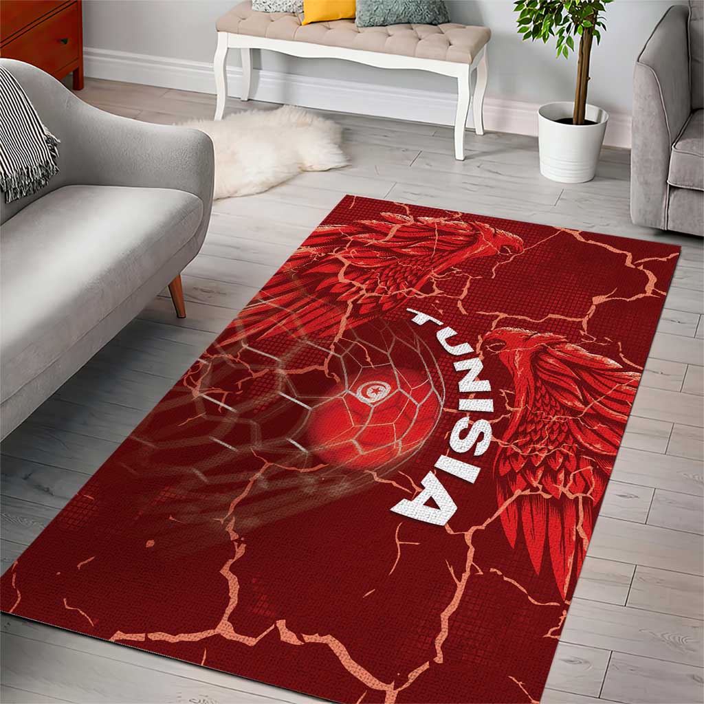 Tunisia Football Area Rug Eagle Cracked Texture Athletic