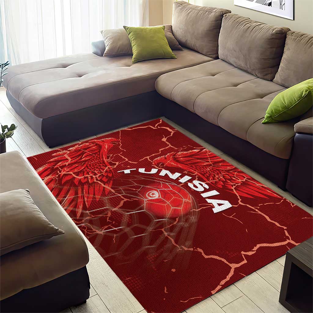 Tunisia Football Area Rug Eagle Cracked Texture Athletic