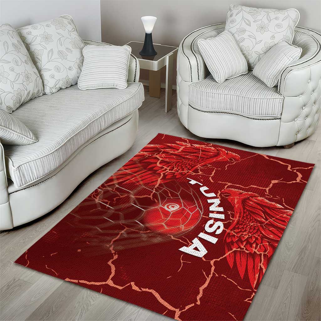 Tunisia Football Area Rug Eagle Cracked Texture Athletic