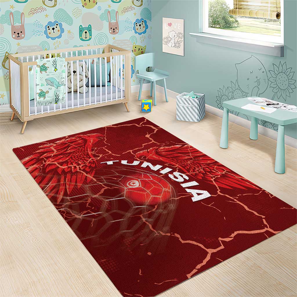 Tunisia Football Area Rug Eagle Cracked Texture Athletic