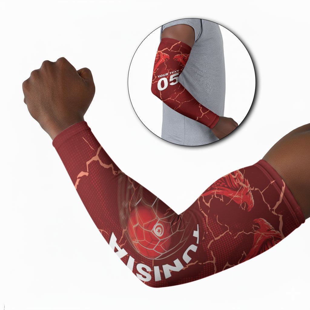 Custom Tunisia Football Arm Sleeves Eagle Cracked Texture Athletic