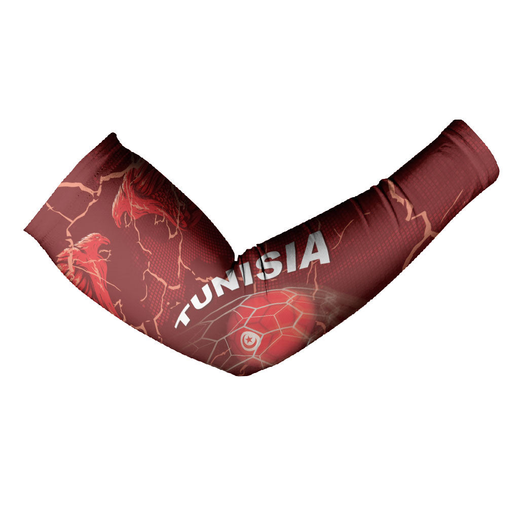 Custom Tunisia Football Arm Sleeves Eagle Cracked Texture Athletic