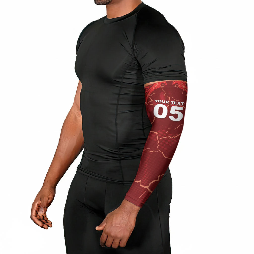 Custom Tunisia Football Arm Sleeves Eagle Cracked Texture Athletic