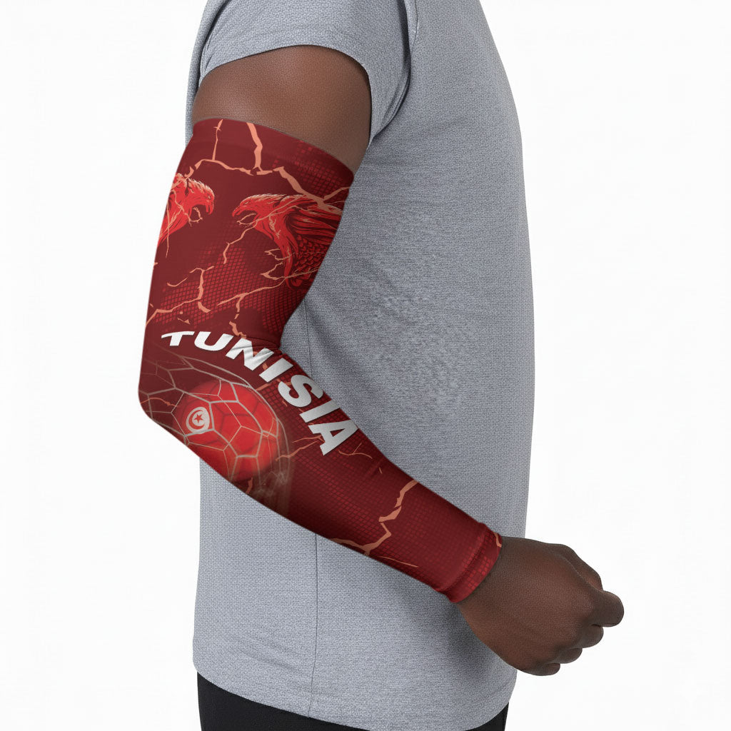 Custom Tunisia Football Arm Sleeves Eagle Cracked Texture Athletic