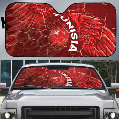 Tunisia Football Auto Sun Shade Eagle Cracked Texture Athletic