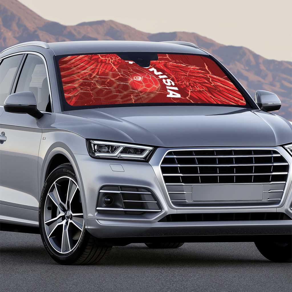 Tunisia Football Auto Sun Shade Eagle Cracked Texture Athletic