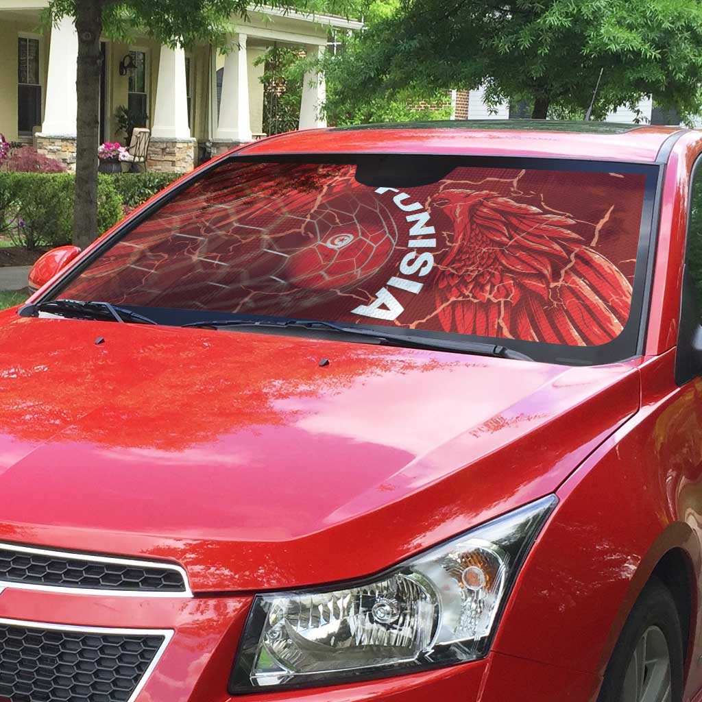 Tunisia Football Auto Sun Shade Eagle Cracked Texture Athletic