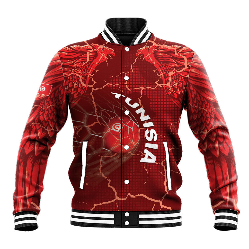 Custom Tunisia Football Baseball Jacket Eagle Cracked Texture Athletic