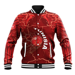 Custom Tunisia Football Baseball Jacket Eagle Cracked Texture Athletic