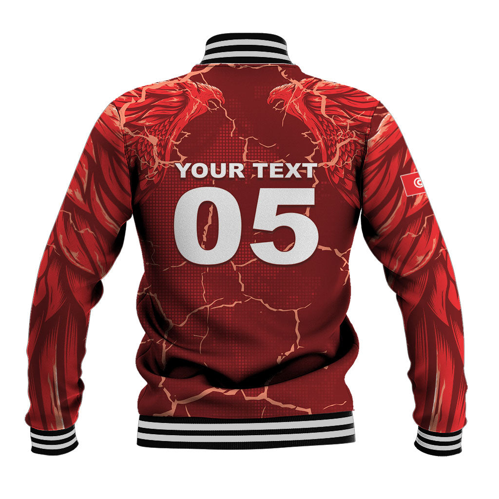 Custom Tunisia Football Baseball Jacket Eagle Cracked Texture Athletic