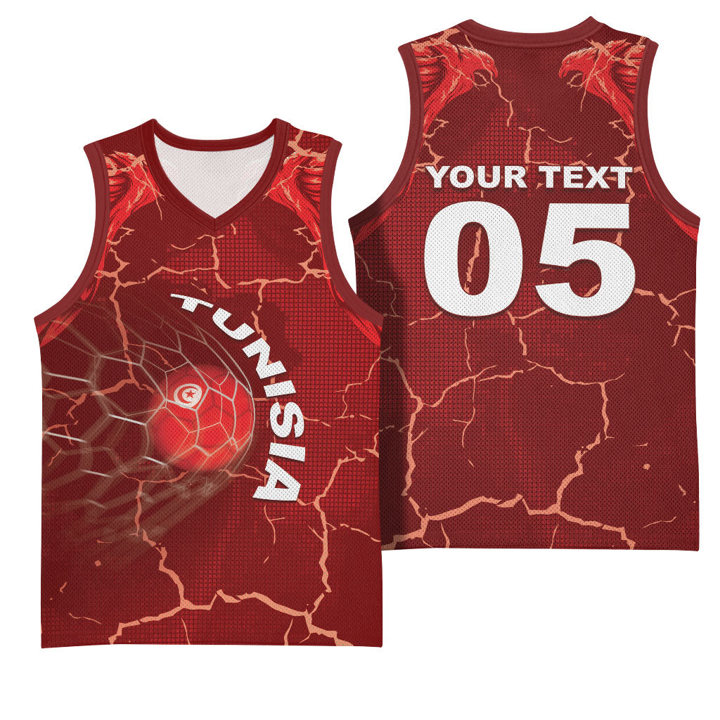 Custom Tunisia Football Basketball Jersey Eagle Cracked Texture Athletic