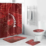 Tunisia Football Bathroom Set Eagle Cracked Texture Athletic