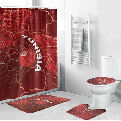 Tunisia Football Bathroom Set Eagle Cracked Texture Athletic