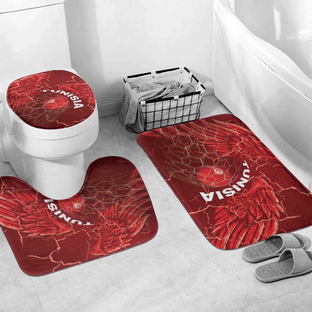 Tunisia Football Bathroom Set Eagle Cracked Texture Athletic