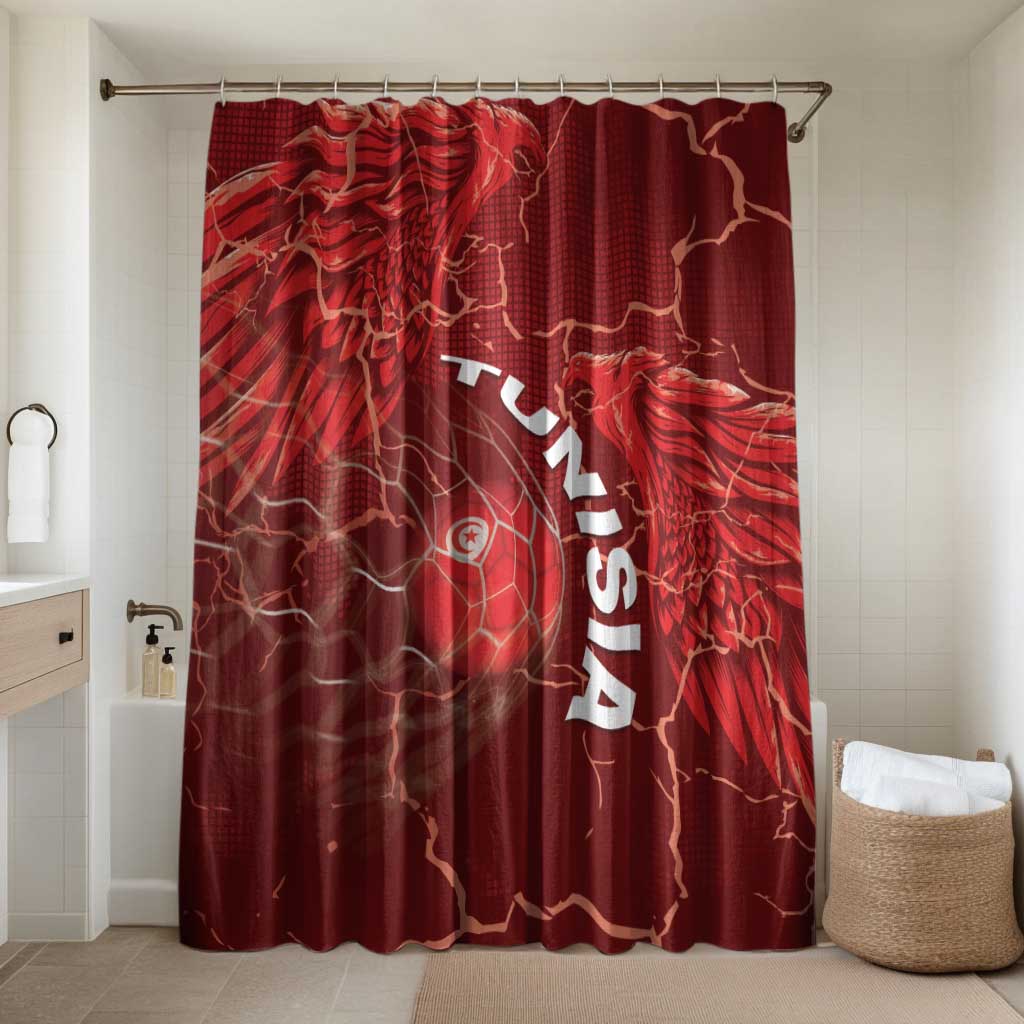 Tunisia Football Bathroom Set Eagle Cracked Texture Athletic