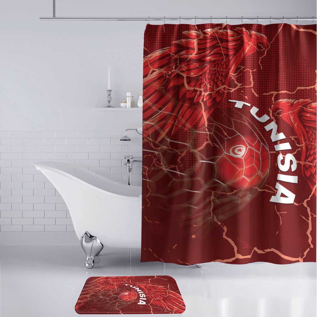 Tunisia Football Bathroom Set Eagle Cracked Texture Athletic