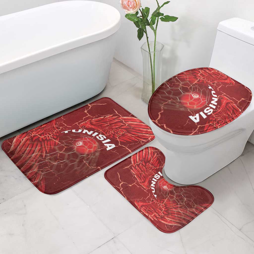 Tunisia Football Bathroom Set Eagle Cracked Texture Athletic