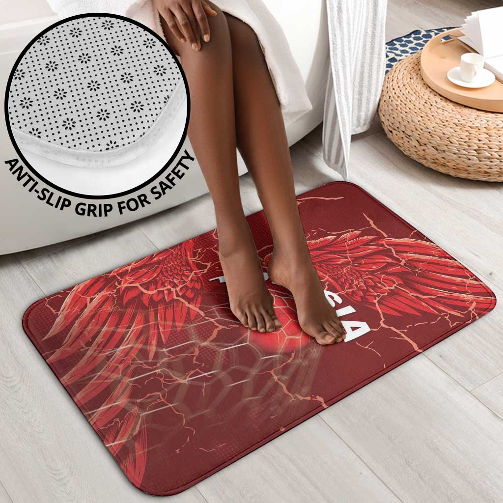 Tunisia Football Bathroom Set Eagle Cracked Texture Athletic