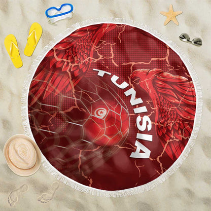 Tunisia Football Beach Blanket Eagle Cracked Texture Athletic