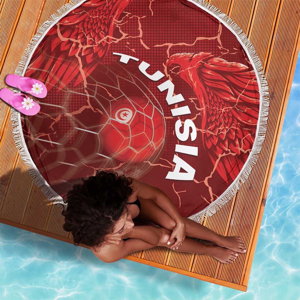 Tunisia Football Beach Blanket Eagle Cracked Texture Athletic