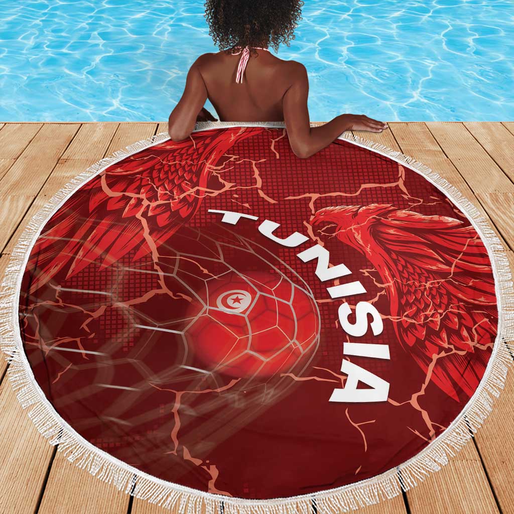 Tunisia Football Beach Blanket Eagle Cracked Texture Athletic