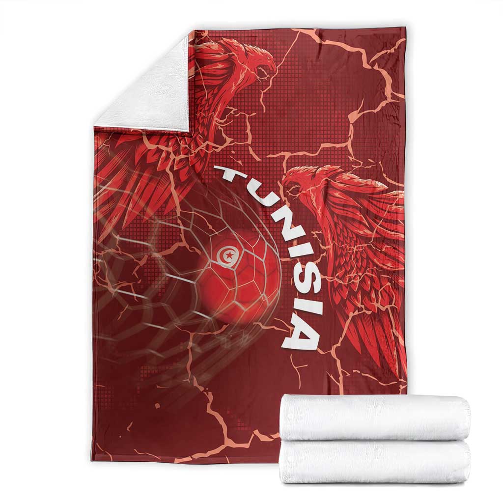 Tunisia Football Blanket Eagle Cracked Texture Athletic