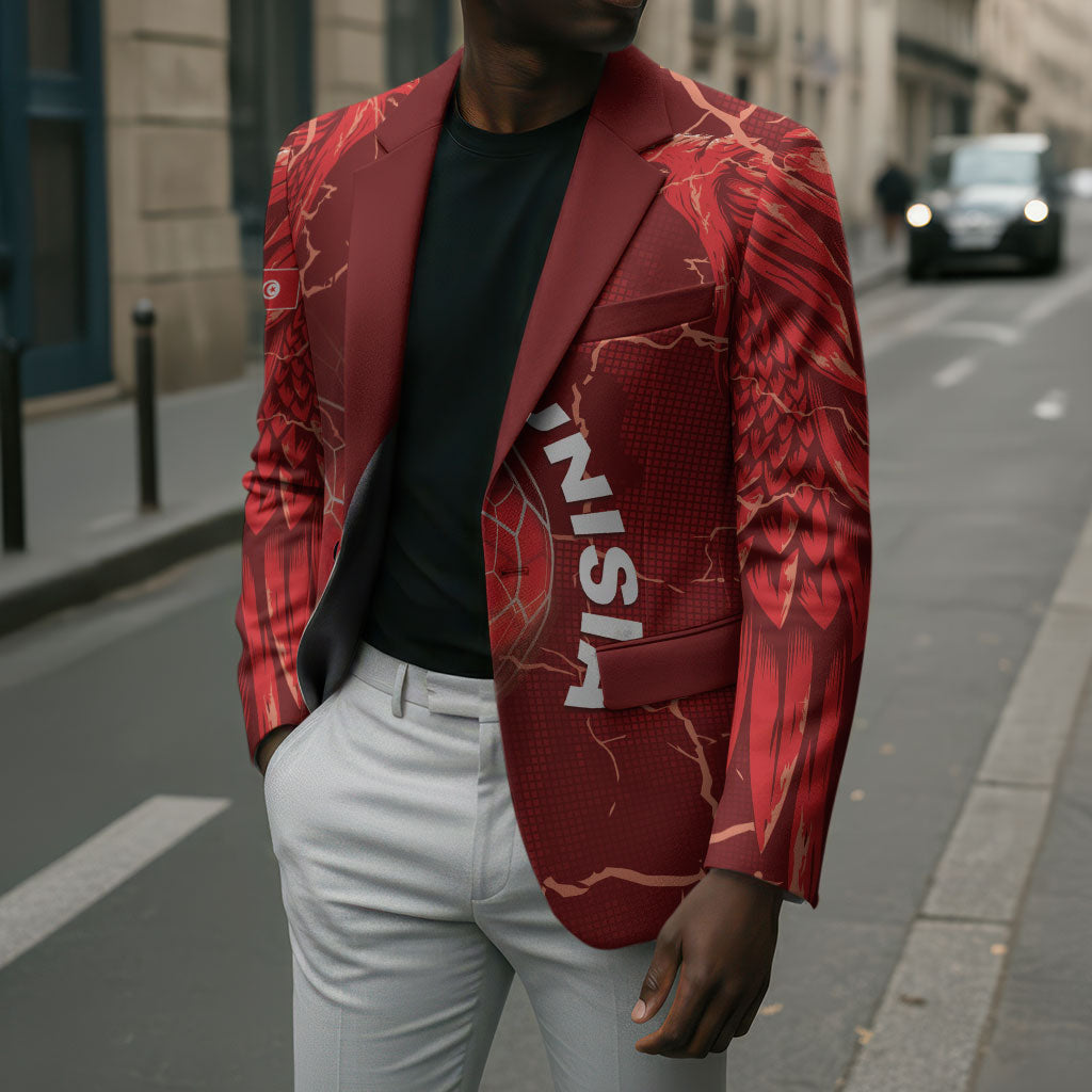 Custom Tunisia Football Blazer Eagle Cracked Texture Athletic