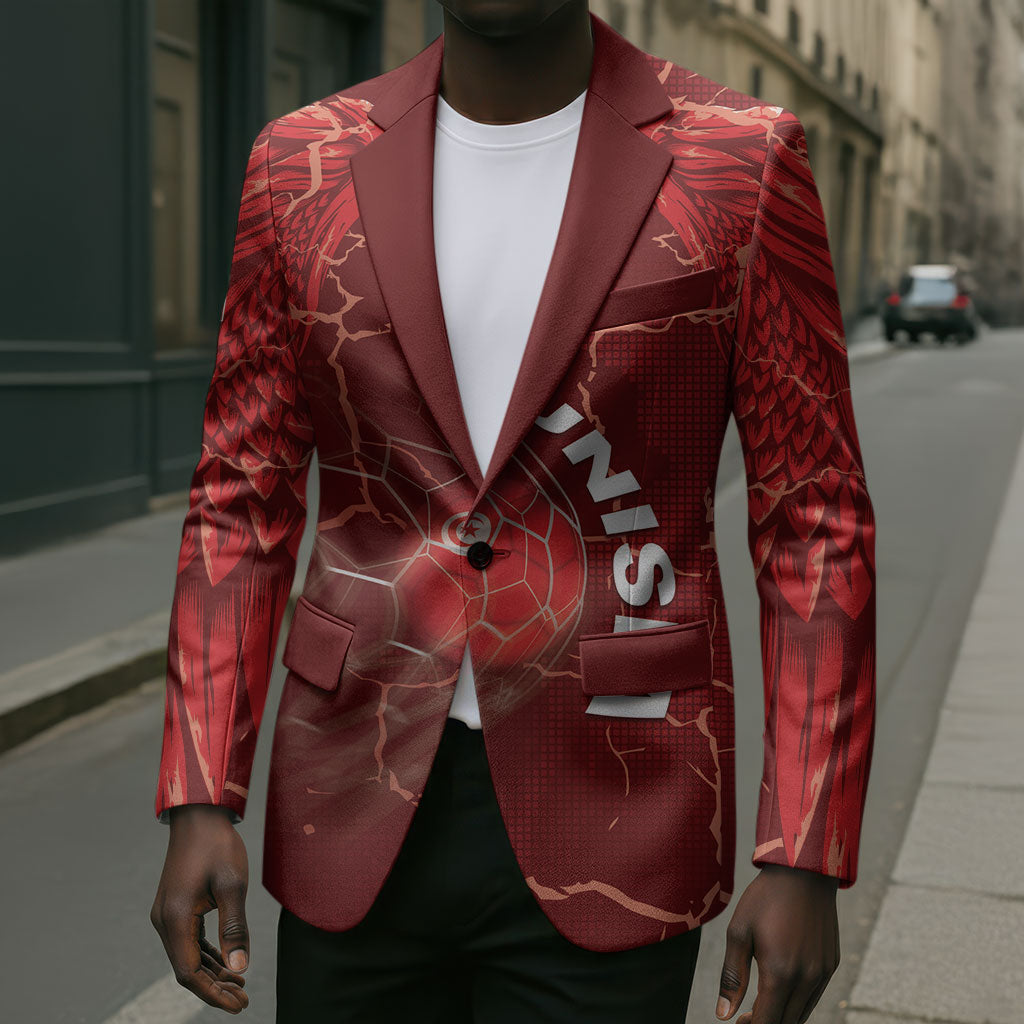 Custom Tunisia Football Blazer Eagle Cracked Texture Athletic