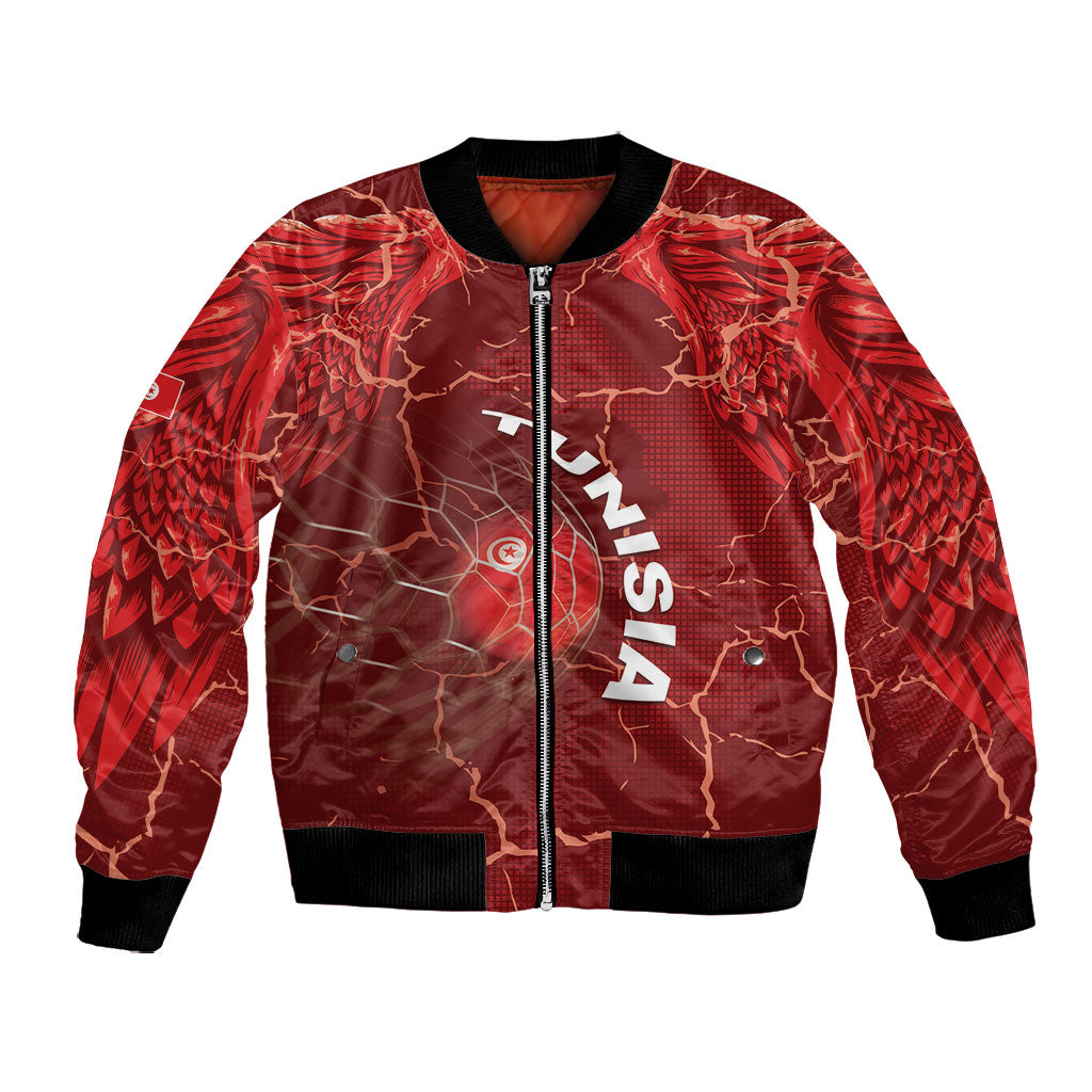 Custom Tunisia Football Bomber Jacket Eagle Cracked Texture Athletic