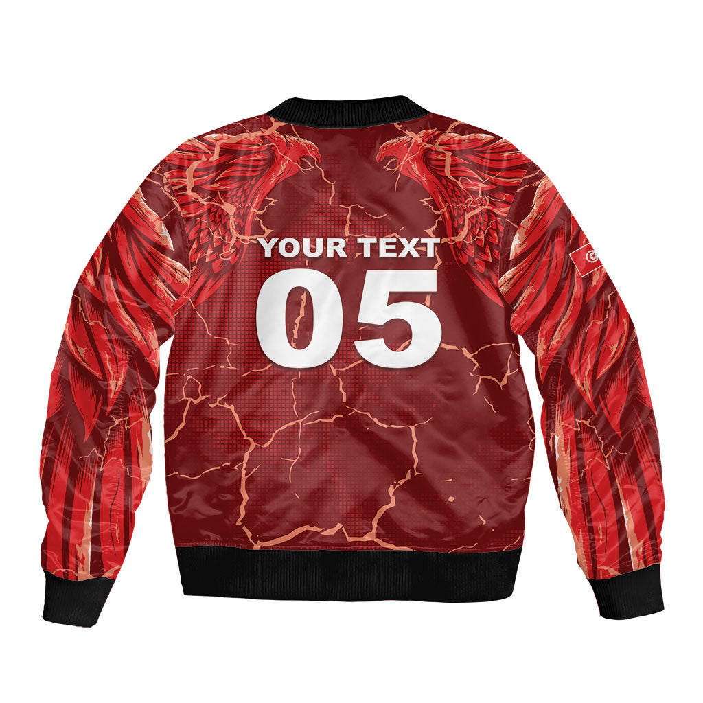 Custom Tunisia Football Bomber Jacket Eagle Cracked Texture Athletic