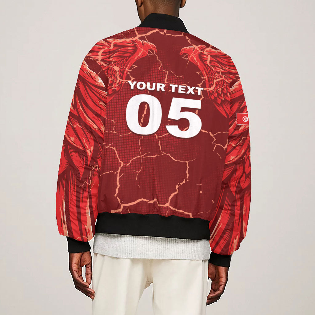 Custom Tunisia Football Bomber Jacket Eagle Cracked Texture Athletic