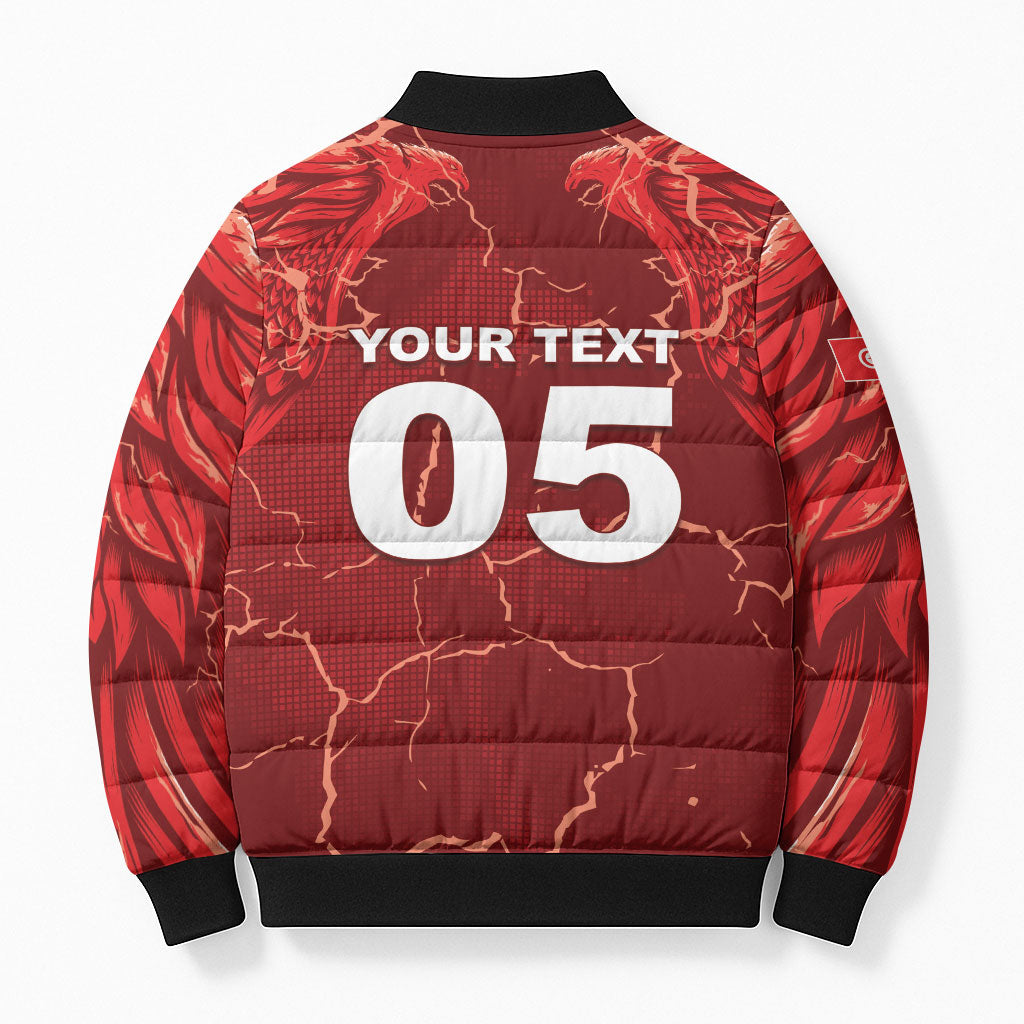 Custom Tunisia Football Bomber Puffer Jacket Eagle Cracked Texture Athletic