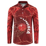Custom Tunisia Football Button Sweatshirt Eagle Cracked Texture Athletic