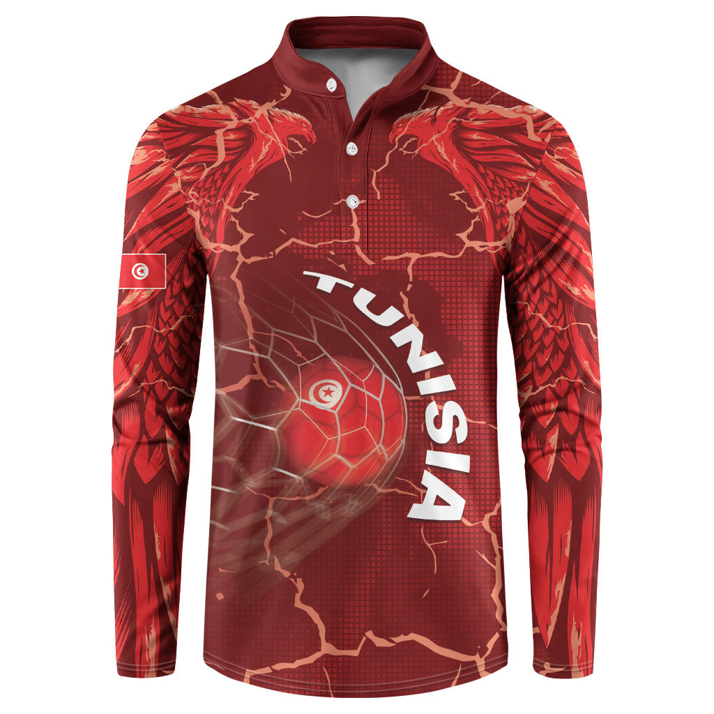Custom Tunisia Football Button Sweatshirt Eagle Cracked Texture Athletic