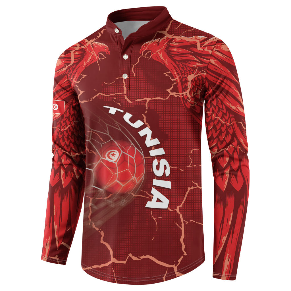 Custom Tunisia Football Button Sweatshirt Eagle Cracked Texture Athletic