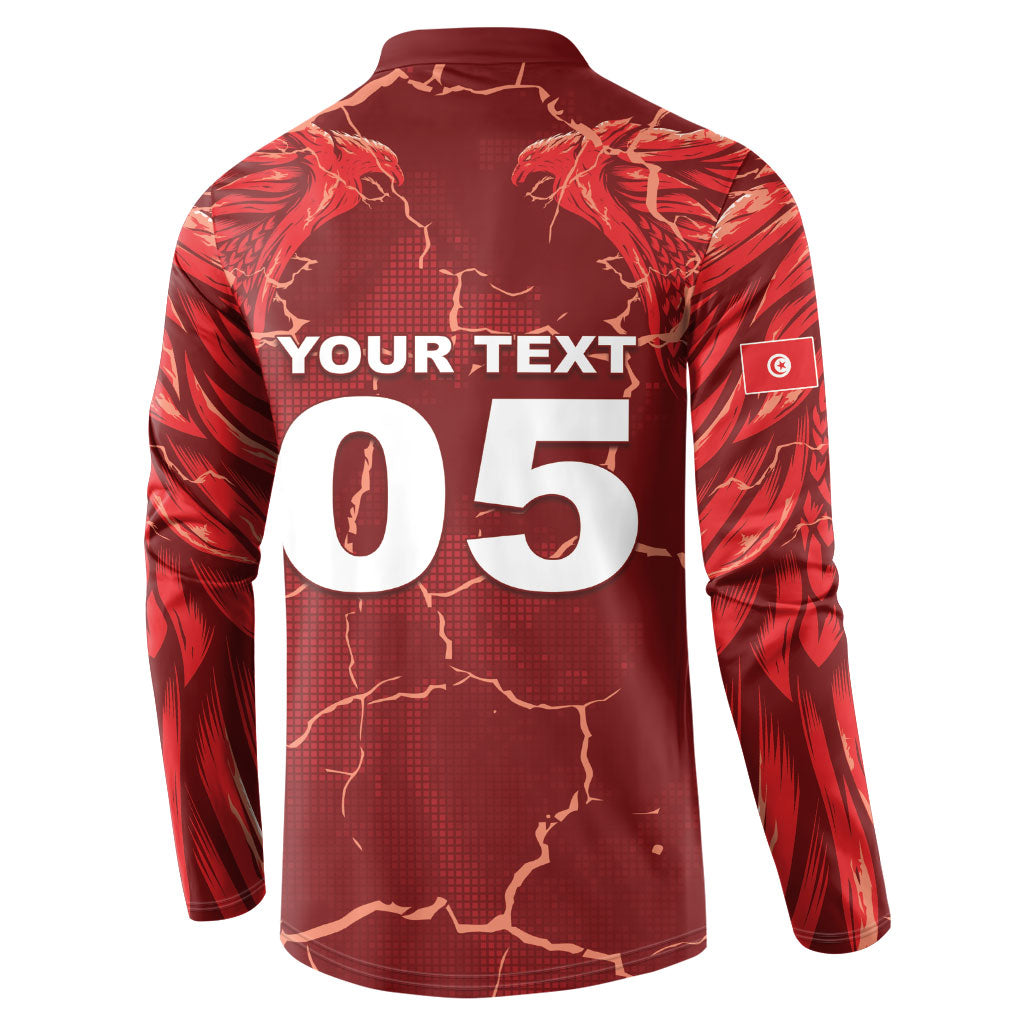 Custom Tunisia Football Button Sweatshirt Eagle Cracked Texture Athletic