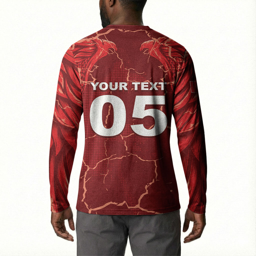 Custom Tunisia Football Button Sweatshirt Eagle Cracked Texture Athletic