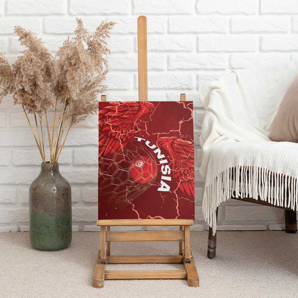 Tunisia Football Canvas Wall Art Eagle Cracked Texture Athletic