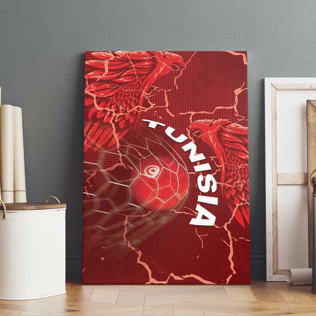Tunisia Football Canvas Wall Art Eagle Cracked Texture Athletic