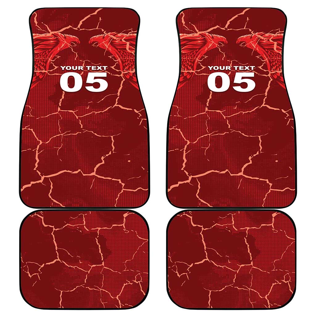 Custom Tunisia Football Car Mats Eagle Cracked Texture Athletic