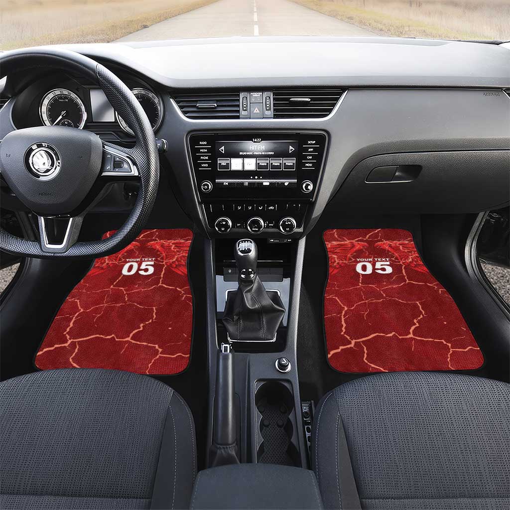Custom Tunisia Football Car Mats Eagle Cracked Texture Athletic