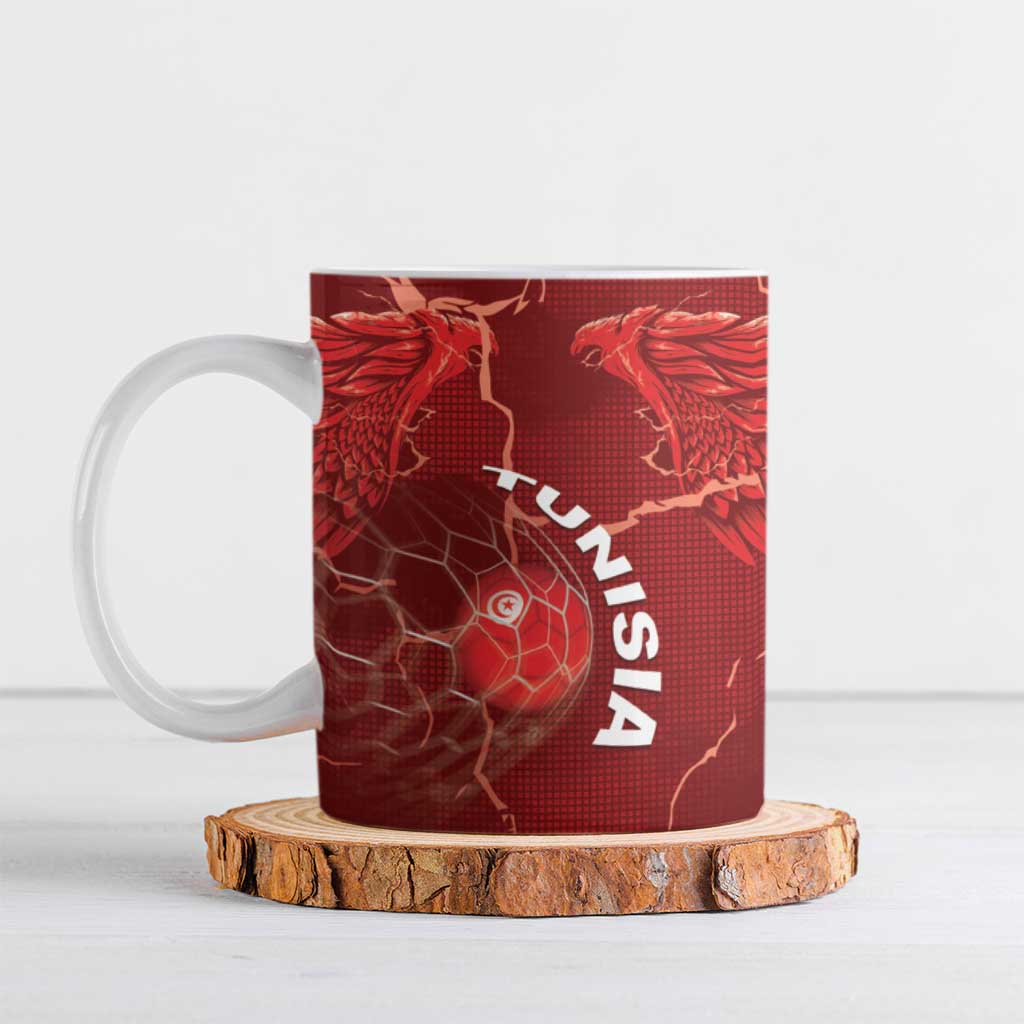 Custom Tunisia Football Ceramic Mug Eagle Cracked Texture Athletic