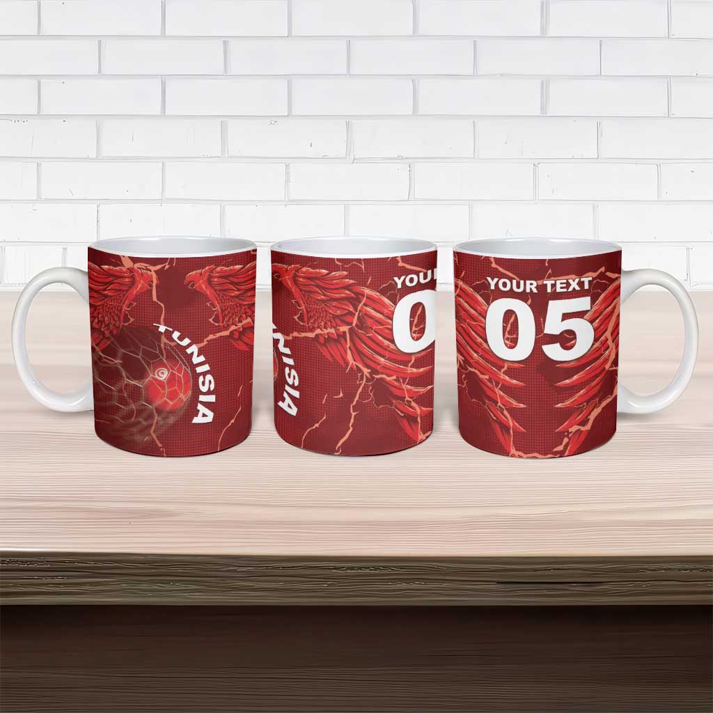 Custom Tunisia Football Ceramic Mug Eagle Cracked Texture Athletic