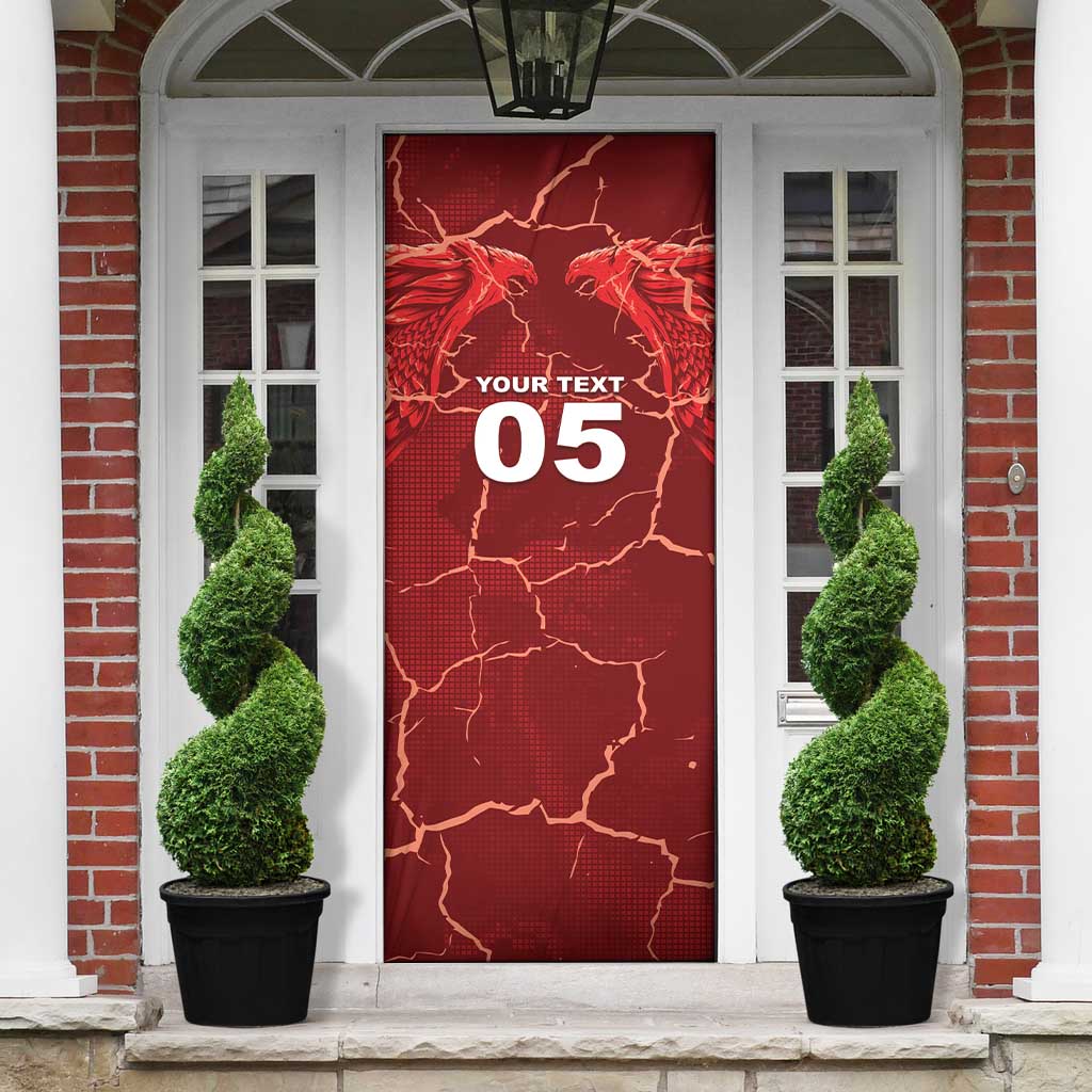 Custom Tunisia Football Door Cover Eagle Cracked Texture Athletic