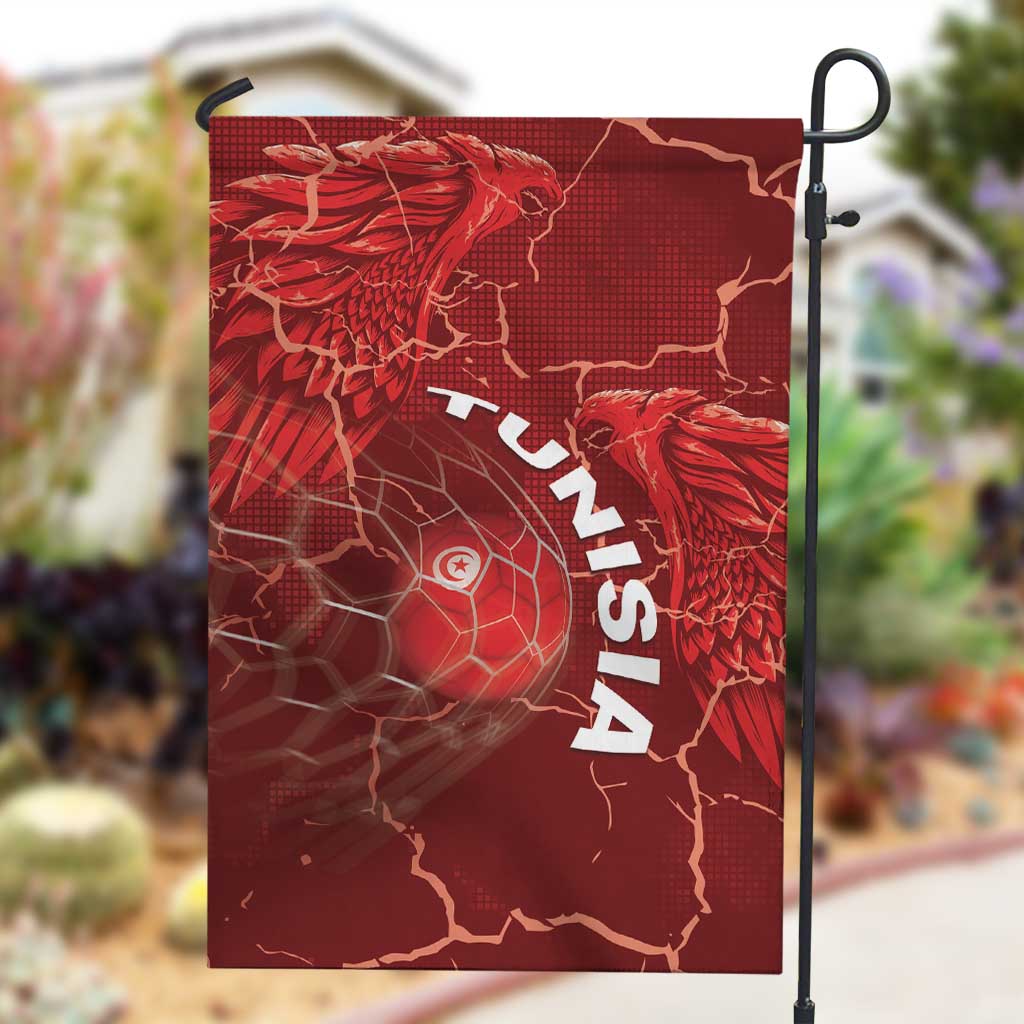 Tunisia Football Garden Flag Eagle Cracked Texture Athletic