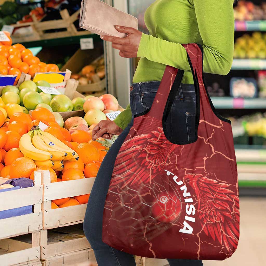 Tunisia Football Grocery Bag Eagle Cracked Texture Athletic