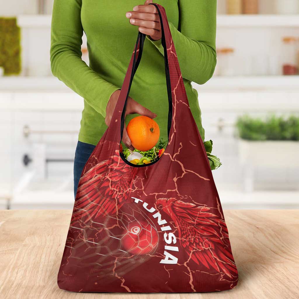Tunisia Football Grocery Bag Eagle Cracked Texture Athletic